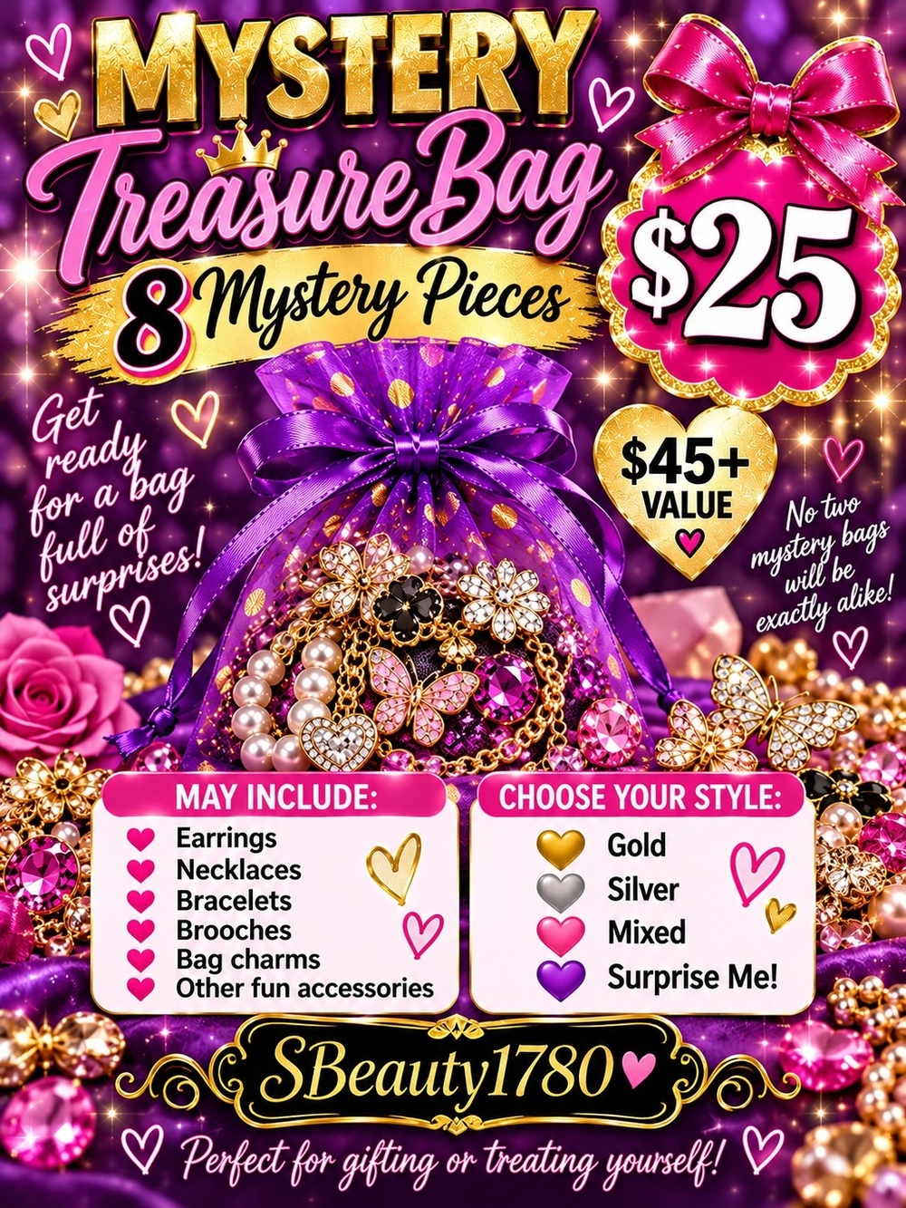 Mystery Treasure Bag - 8 Mystery Pieces